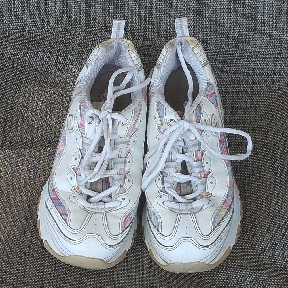 SKECHERS MEMORY FOAM WOMEN WHITE MULTICOLOR SNEAKERS SHOES SIZE 6.5 S 11789